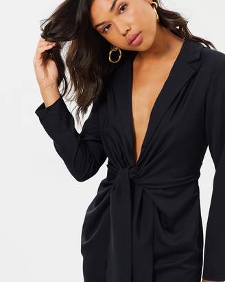Missguided Satin Tie Front Knot Shift Dress