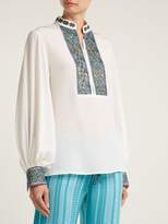 Thumbnail for your product : Zeus + Dione - Mira Embroidered Silk Blouse - Womens - Cream Multi