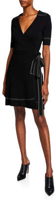 Diane von Furstenberg Liv Short-Sleeve Wrap Dress w/ Topstitching
