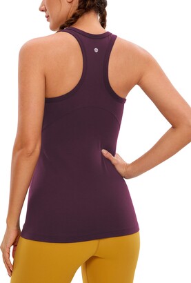 CRZ Yoga Shirt Womens XL Purple/Gray Sports Tank Open Mesh Back