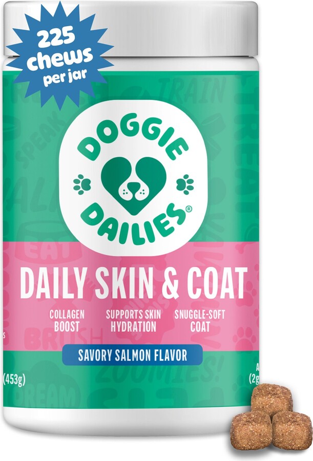 Doggie Dailies Salmon Flavored Skin & Coat Dog Supplements, 225 count