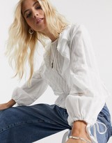 Thumbnail for your product : Reclaimed Vintage inspired blouse with lace and frill detail