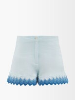 Thumbnail for your product : Juliet Dunn High-rise Rickrack-trimmed Cotton-poplin Shorts - Light Blue