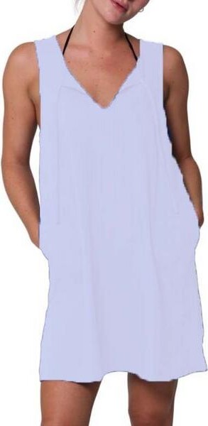 J Valdi Women's Cancun Lace Neck Big Dress Swim Cover Up XLarge White