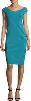 Thumbnail for your product : Lafayette 148 New York V-Neck Jersey Sheath Dress, Turquoise