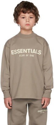 Essentials Kids Taupe Logo Long Sleeve T-Shirt