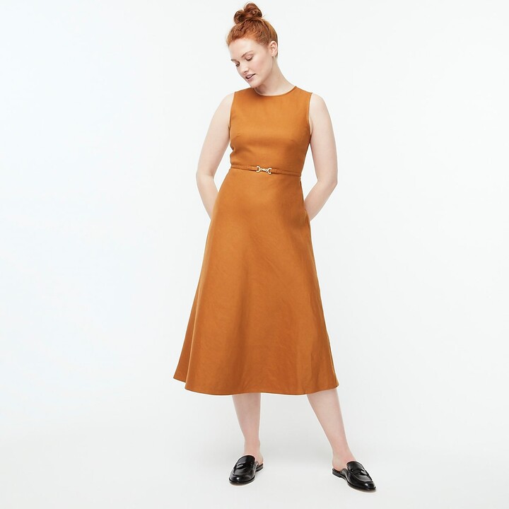 J.Crew Tall Aline midi dress in stretch linen ShopStyle