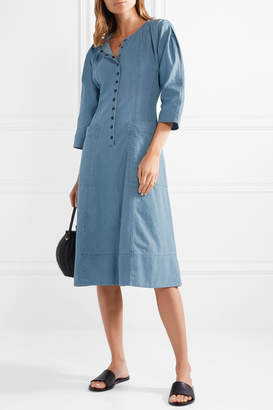 Apiece Apart Fernwood Cotton-chambray Midi Dress - Blue