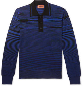 Missoni Striped Wool Polo Shirt - Men - Blue