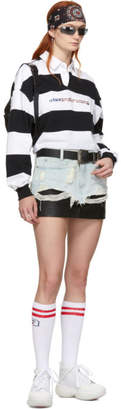 Alexander Wang Blue Denim and Leather Hybrid Miniskirt