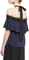 Thumbnail for your product : Alice + Olivia Alyssa Off-the-Shoulder Halter Top, Navy/Black