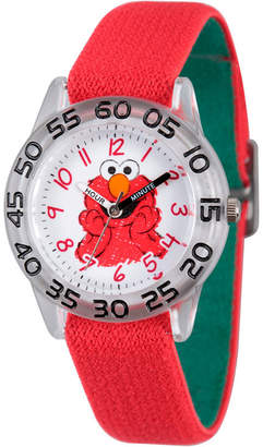 Sesame Street Boys Red And White Elmo Time Teacher Strap Watch W003197