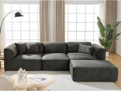 122'' Velvet Sofa With Ottoman