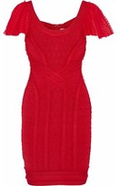 Thumbnail for your product : Herve Leger Tulle-trimmed Cloque-bandage Mini Dress