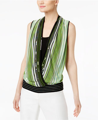 INC International Concepts Petite Layered-Look Surplice Sweater, Created for Macy's
