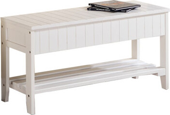 White Solid Wood Storage Shoe Bench - Elegant And Functional Classic Modern Design
