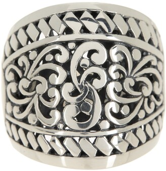 Womens 925 Sterling Silver Vintage Style Adorned Filigree Bird Ring 20mm Wide