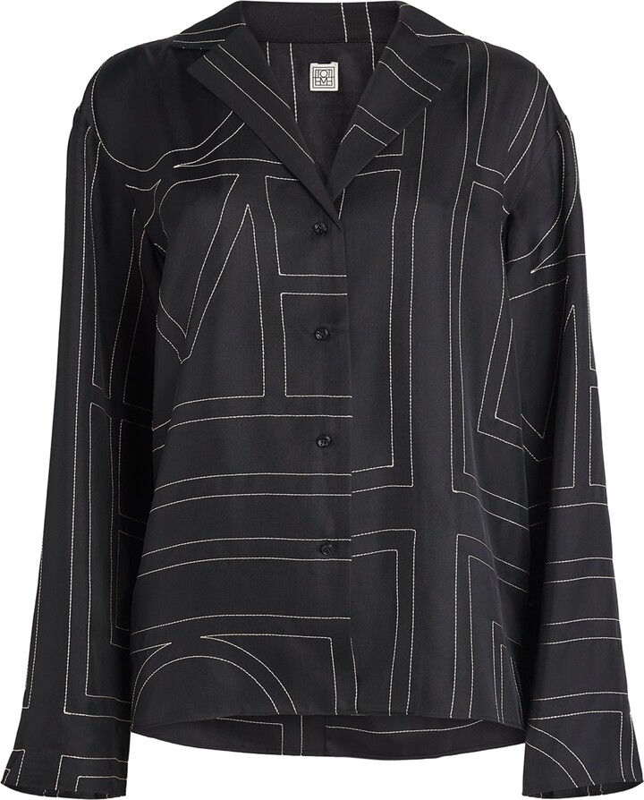 Totême Silk Embroidered Monogram Shirt