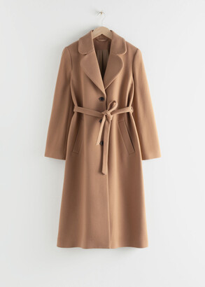 And other stories A-Line Wool Blend Belted Coat