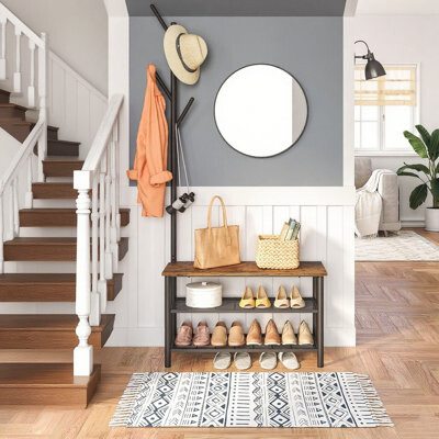 GRIKOB Coat Rack Shoe Bench, 3-Tier Shoe Rack