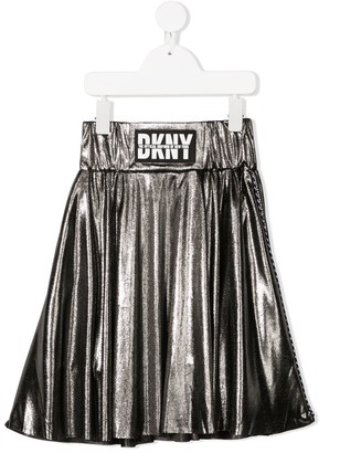 DKNY Logo Patch Flared Skirt