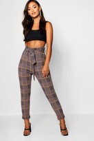 Thumbnail for your product : boohoo Petite Dogtooth Check Belted Pants