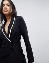 Thumbnail for your product : ASOS Pearl Tux Mini Dress With Wrap Skirt