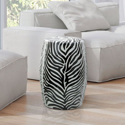 Oriental Furniture Zebra Leaf Porcelain Garden Stool