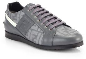 Fendi Zucca Softy Lace-Up Leather Sneakers