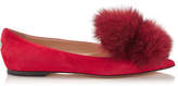 Thumbnail for your product : Jimmy Choo GALE FLAT Red Suede Pointy Toe Flats with Fox Fur