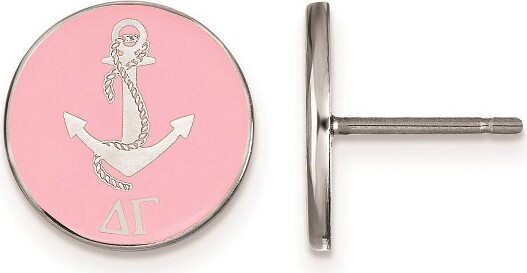 Black Bow Jewelry Co. BlackBowJewelrySterlingSilverDeltaGammaGreekLifeFullEnameledMascotDiscStudEarrings
