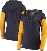 Thumbnail for your product : Antigua Women's Navy and Gold St. Louis Blues Amaze Lace-Up Hoodie Long Sleeve T-shirt