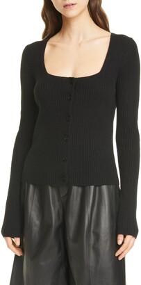 vince square neck cashmere cardigan