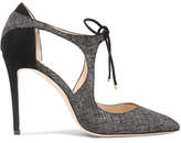 Jimmy Choo - Vanessa 100 Cutout Textured-leather And Suede Pumps - Gray