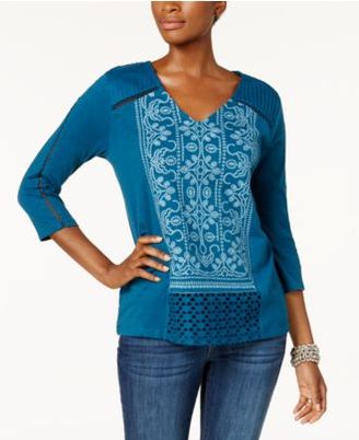 Style&Co. Style & Co Embroidered Swing Top, Created for Macy's