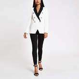 Thumbnail for your product : River Island Petite white double breasted tux jacket