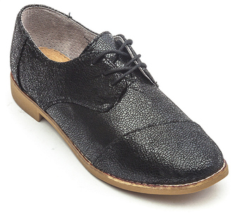 Toms Brogue Womens - Black Crackled Leather