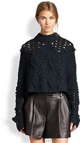 Thumbnail for your product : 3.1 Phillip Lim Cropped Cable Knit Poncho Sweater