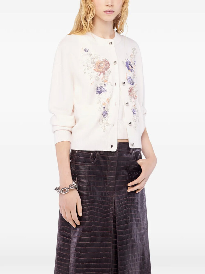 Rabanne Floral-Embroidered Cardigan