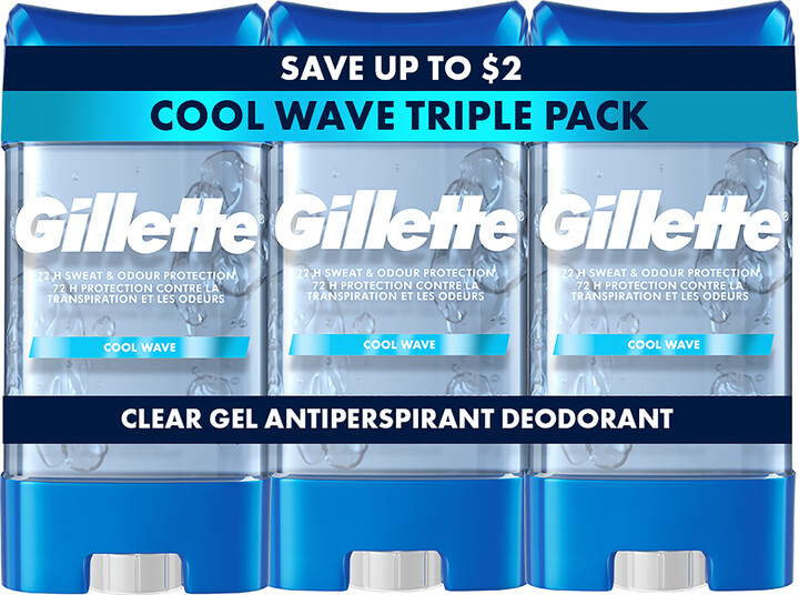 Gillette Clear Gel Antiperspirant and Deodorant for Men Cool Wave Scent 3.8 oz 3 Pack