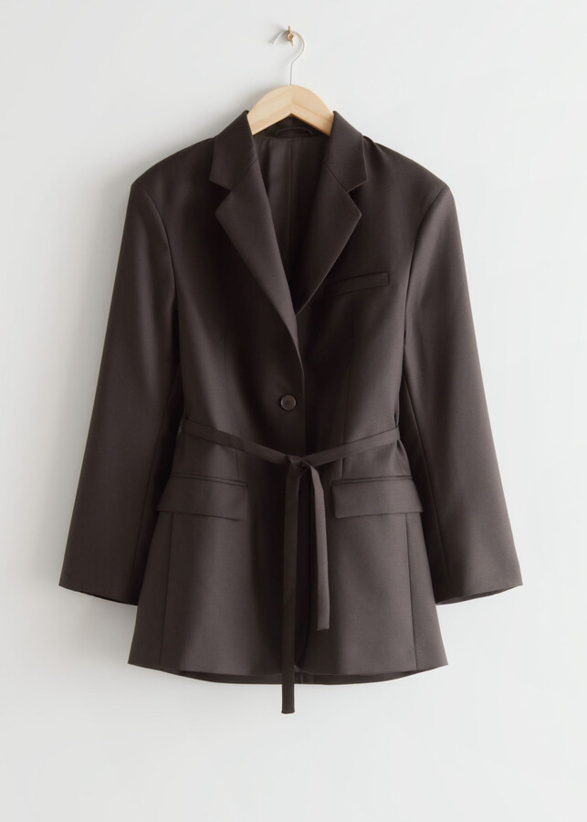 And other stories Oversized Belted Wool Blazer ShopStyle