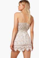 Thumbnail for your product : boohoo Petite Ellie Contrast Lining Crochet Lace Mini Skirt