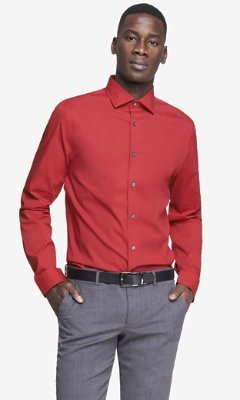 Express Fitted 1mx Spread Collar Shirt