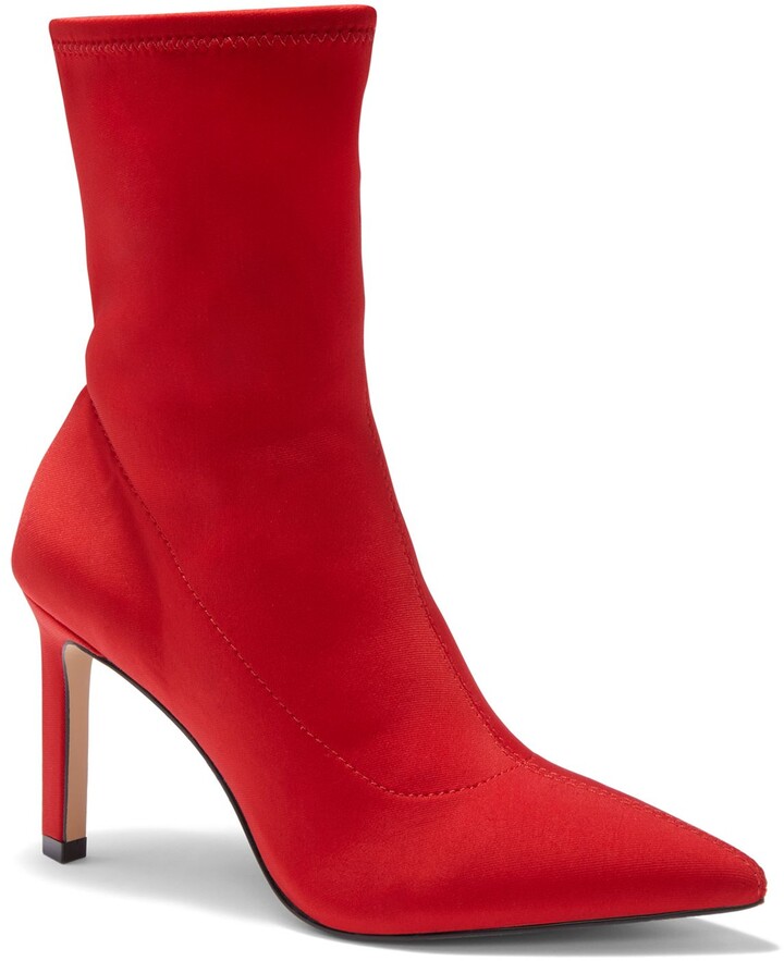red sock bootie heels