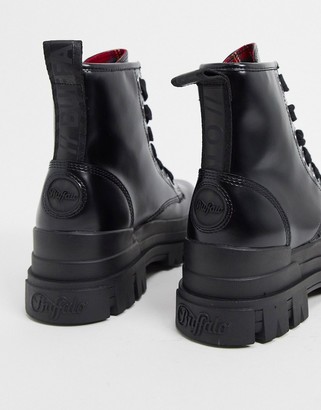 Buffalo David Bitton Aspha vegan lace up chunky heeled boots in black