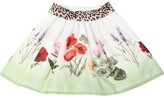Thumbnail for your product : MonnaLisa Flowers Print Cotton Muslin Skirt