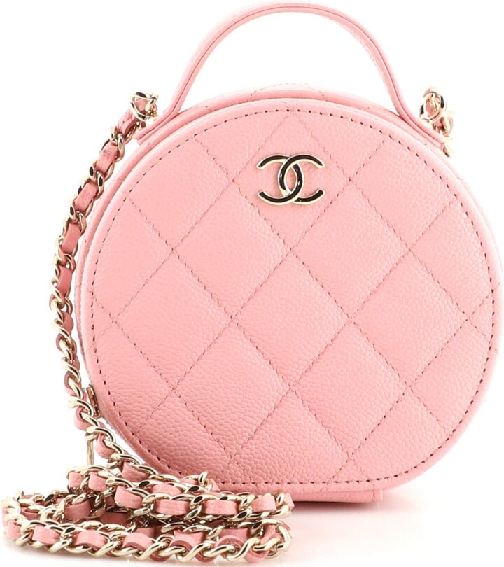 Chanel Handle With Care Round Vanity Case with Chain Quilted Caviar Small -  ShopStyle Camera Bags