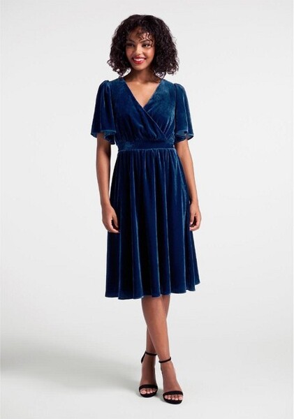 Moves Like A Dance Midi Dress Blue Velvet XS