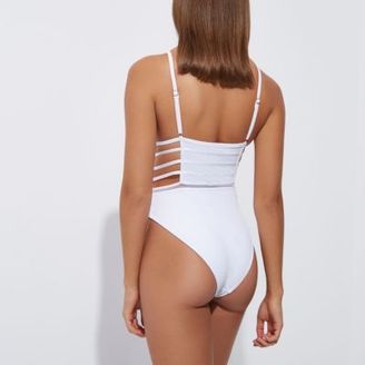 River Island Womens White mesh corset front plunge swimsuit