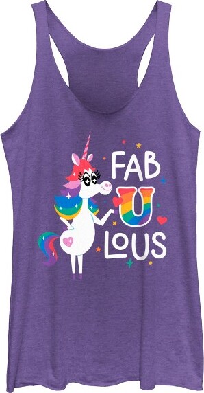 Insideout Women'sInsideOutRainbowUnicornFabULousRacerbackTankTop-PurpleHeather-2XLarge